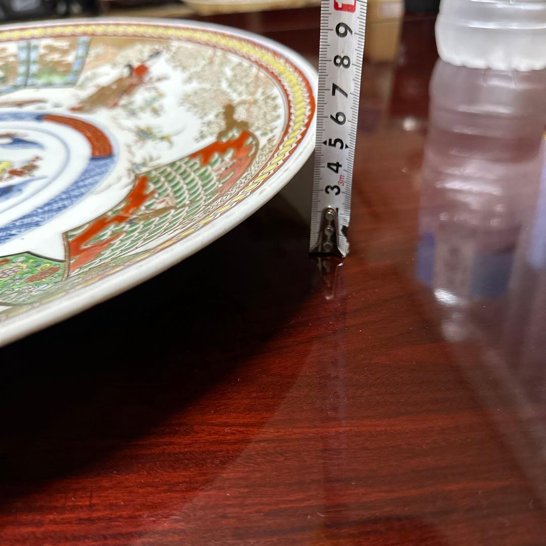 骨董品　古伊万里　有田焼　明治時代　錦手金彩色絵　飾り皿　大皿