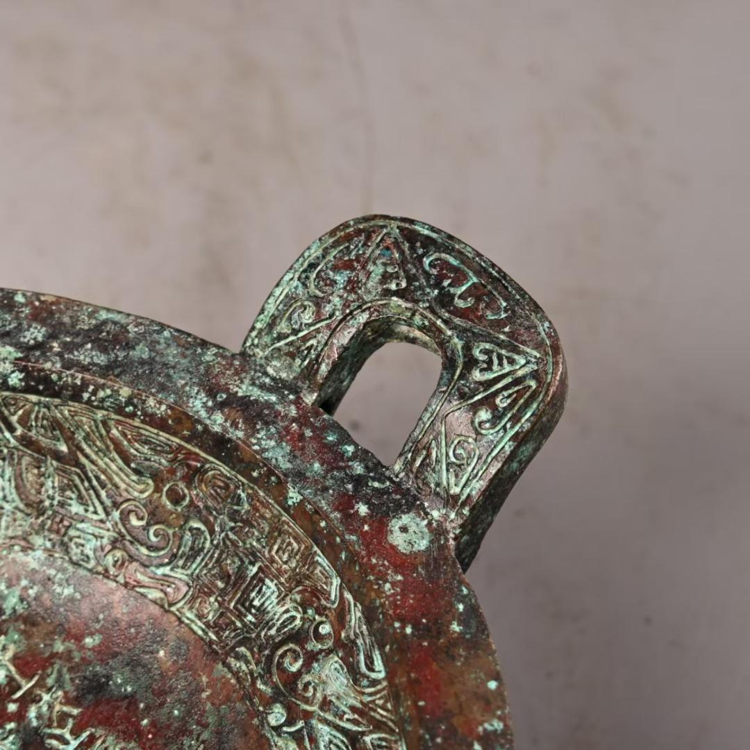 中国古美術『旧蔵 青銅鍋』純銅製 古銅器 置物 擺件 時代物 下郷収蔵 唐物