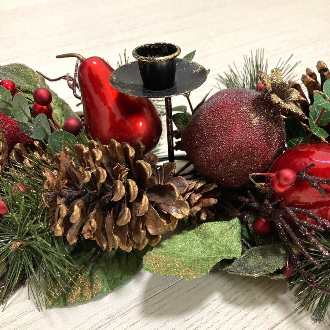 クリスマス　飾り　装飾　キャンドルスタンド　りんご モチーフ　豪華