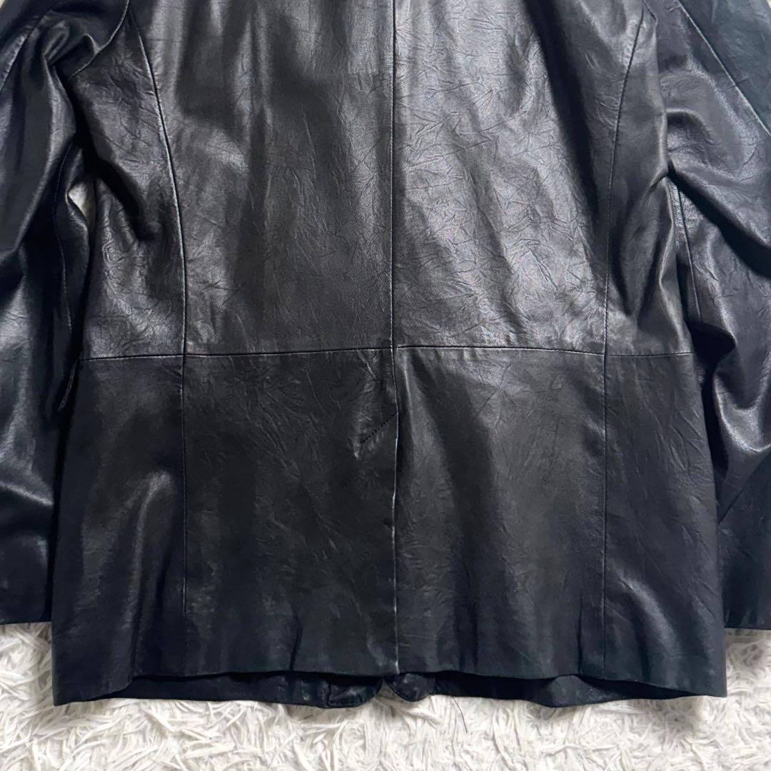Theory ラムレザー テーラードジャケット 黒 玉虫系 L〜XL 本革 羊革