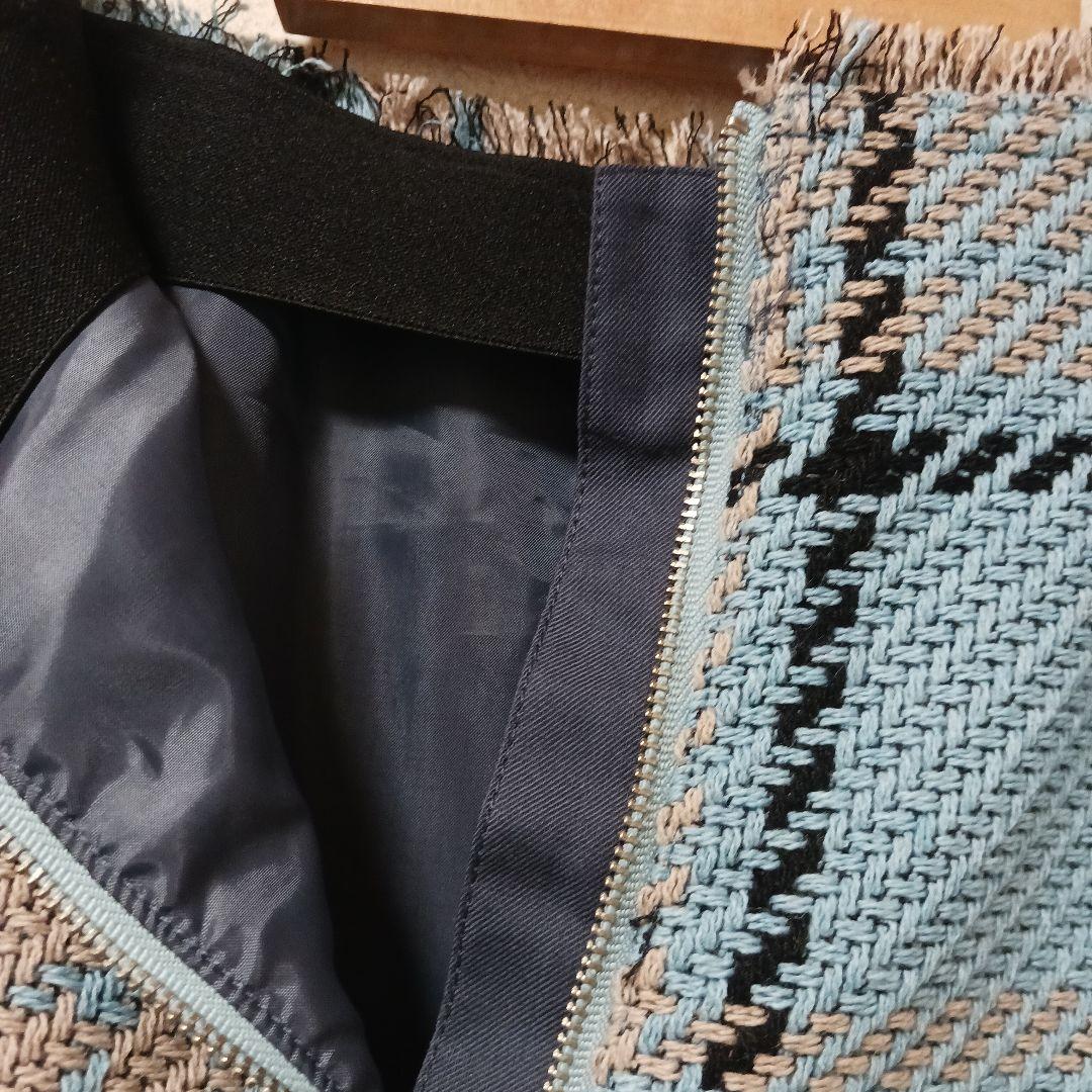 未使用　EMMEL REFINES ツィードライク チェック フレアスカート M