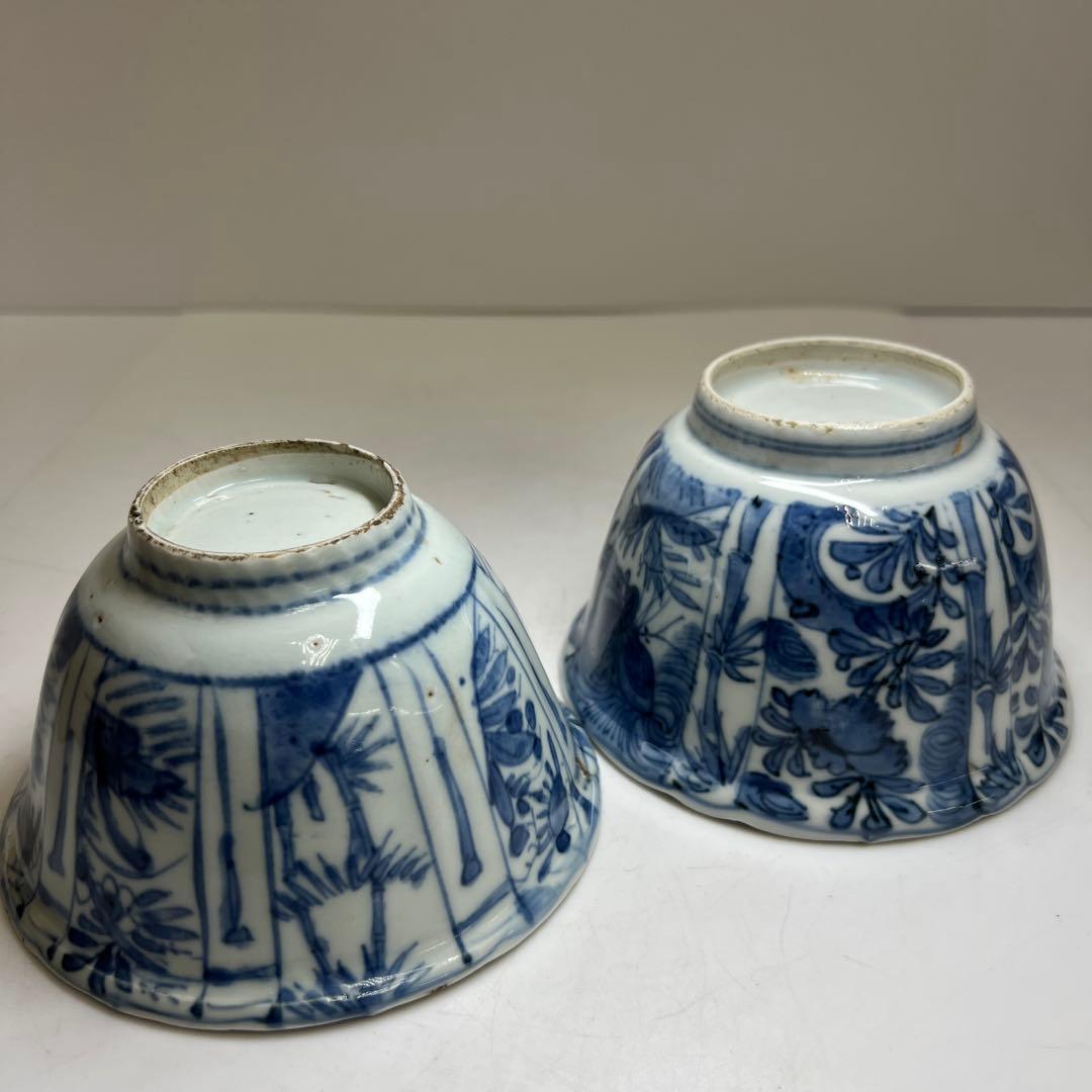 中国明時代　古染付芙蓉手鉢5客　木箱付　口径約13㎝　東Y8-0128☆2F