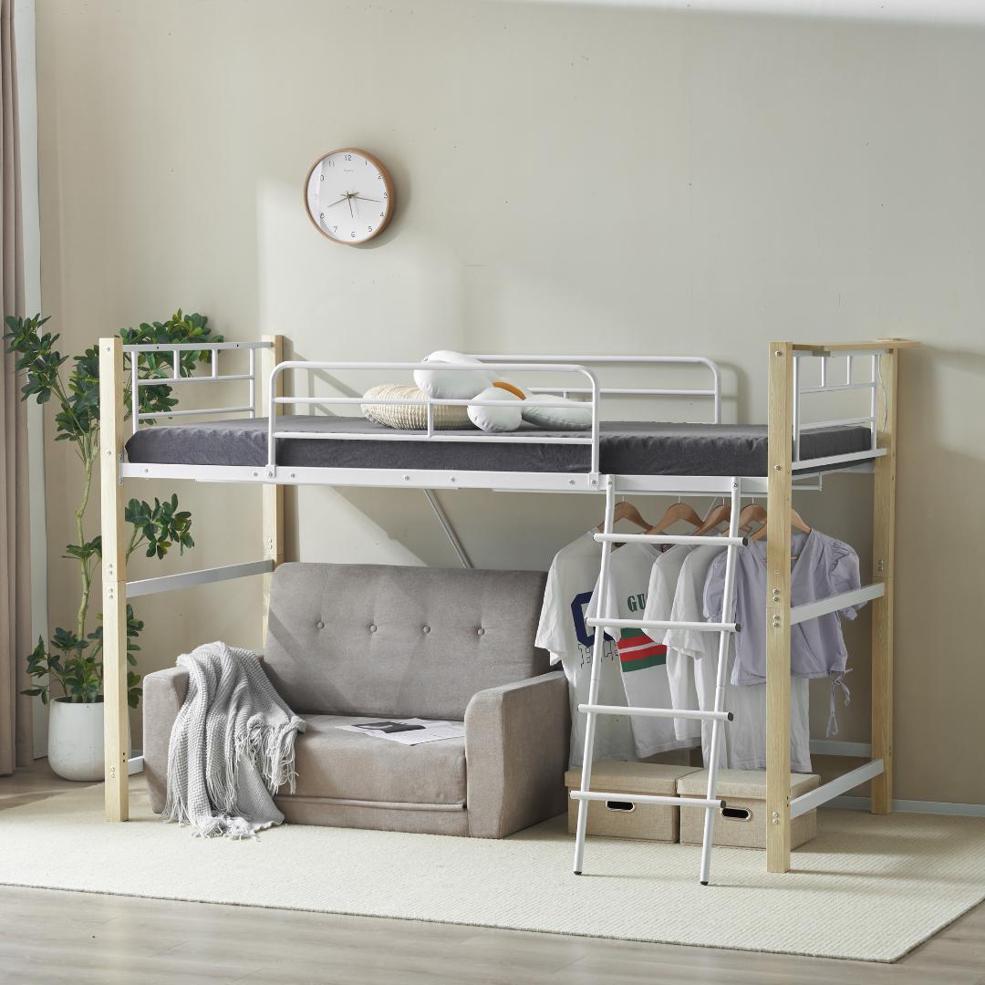超人気！ロフトベッド【高さ130cm】収納 北欧風 大人 送料無料 WHITE