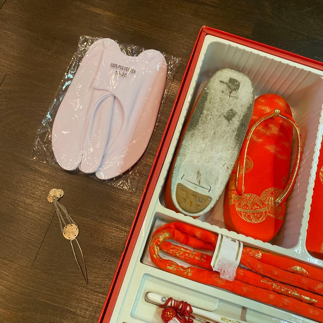 アンティーク 大正ロマン 七五三 七歳 着物 作り帯 小物一式 フルセット 蝶々