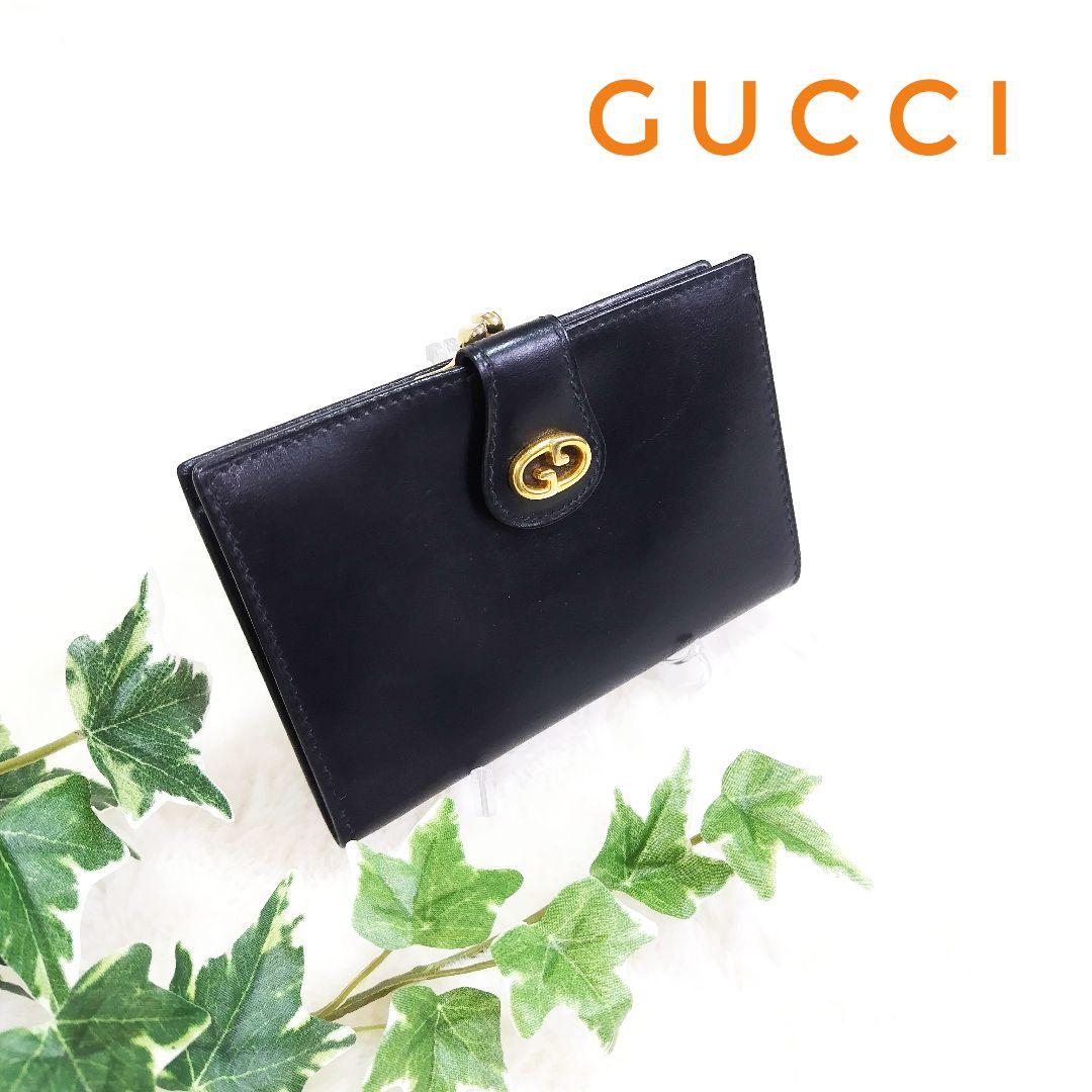 ✨️美品✨️グッチ GUCCI がま口 財布 レザー ブラック