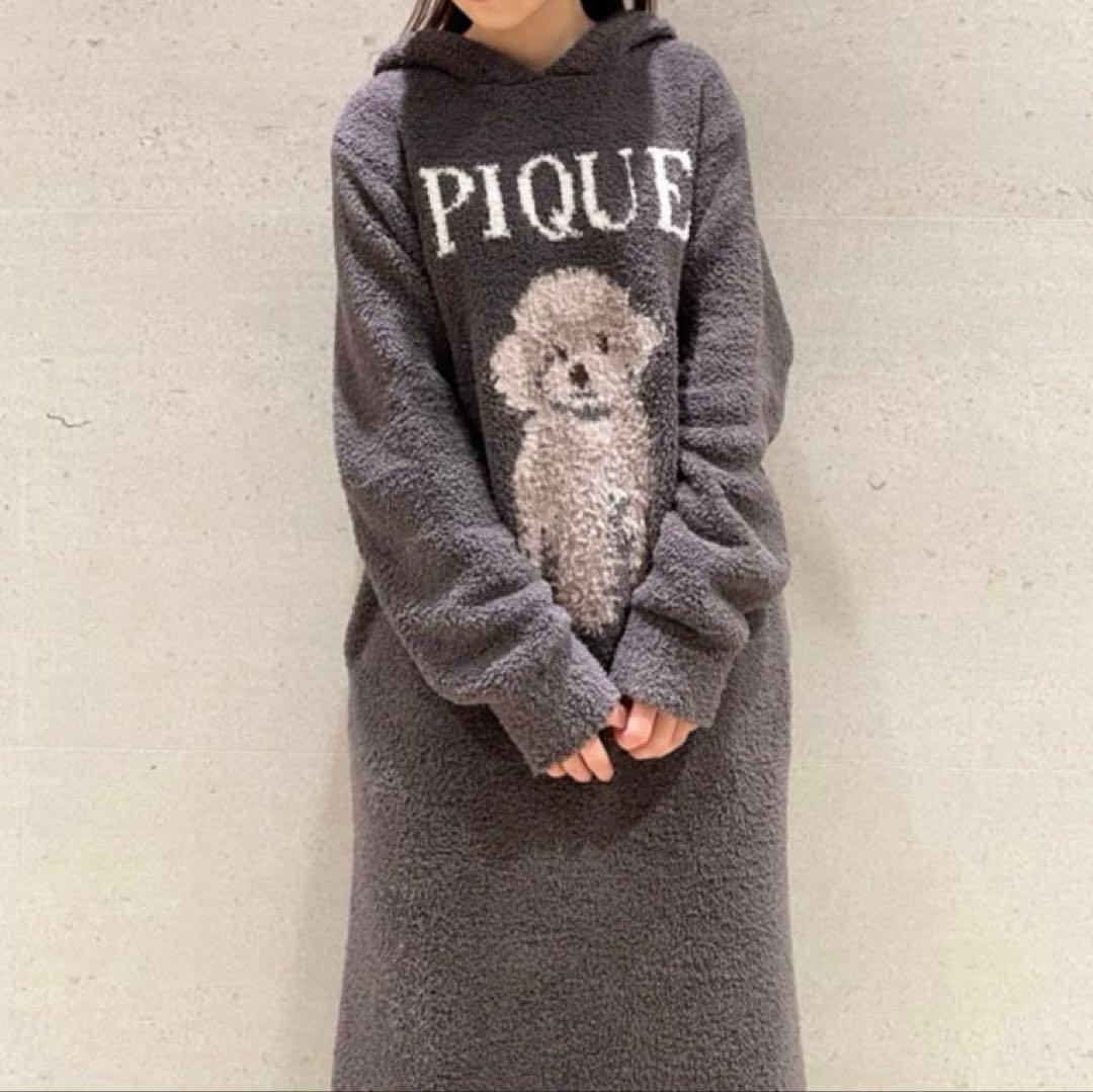ジェラートピケ　トイプードルジャガードワンピース　DOG ドレス