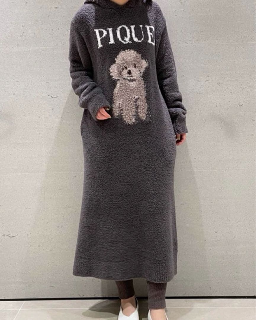 ジェラートピケ　トイプードルジャガードワンピース　DOG ドレス