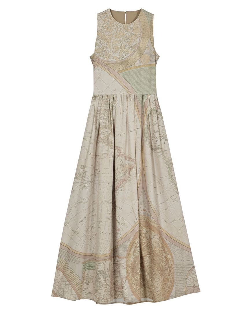 ワンピース Ameri CARTOGRAPHIC PATTERN DRESS
