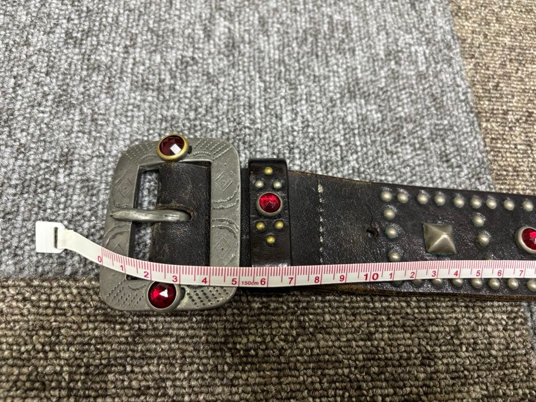 HTC スタッズ付きレザー ベルト 黒 vintageレザー