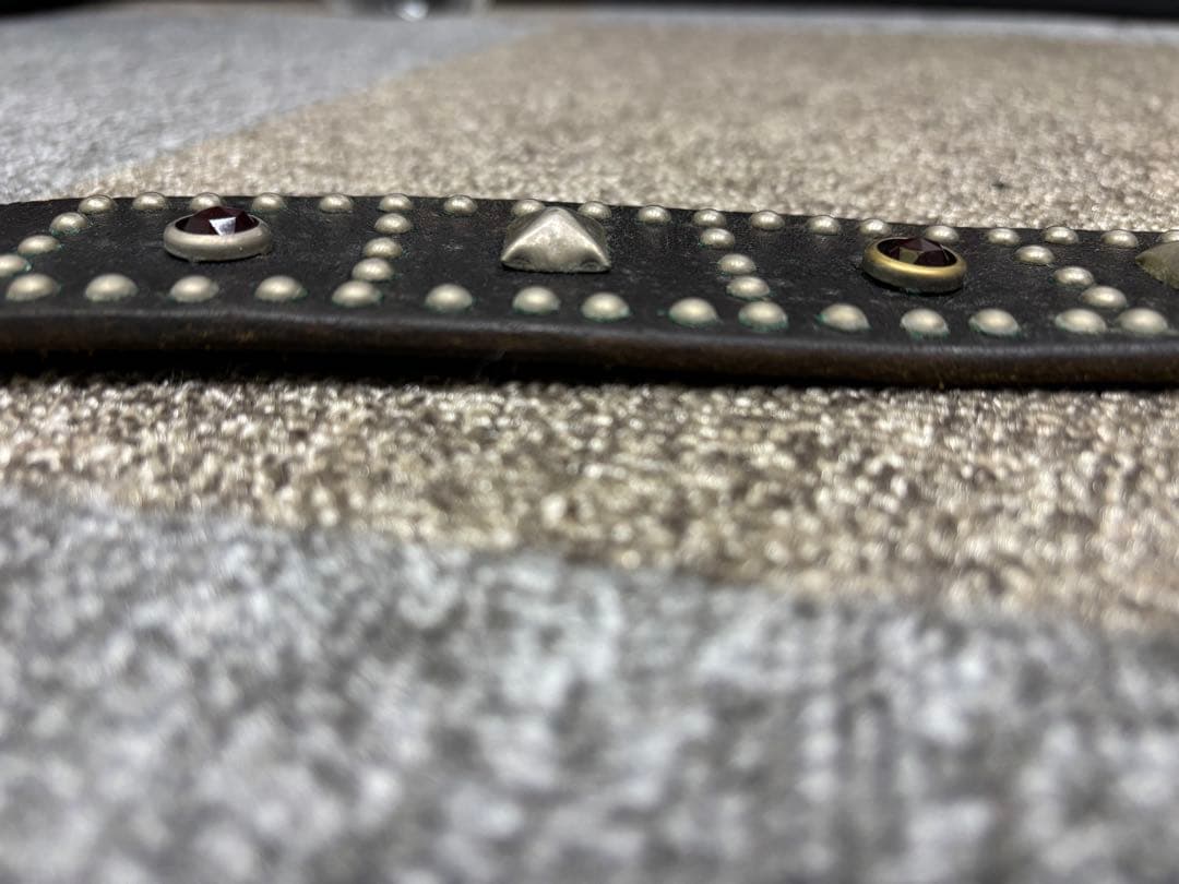 HTC スタッズ付きレザー ベルト 黒 vintageレザー