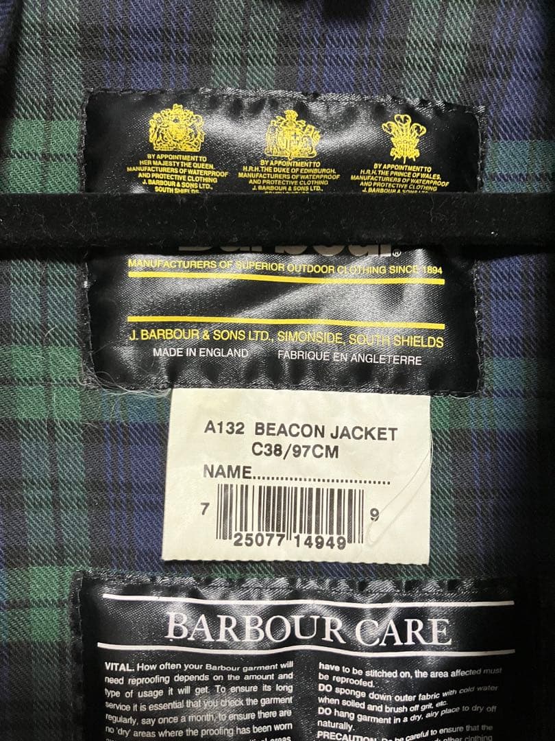 r*i様 Barbour beacon jacket 98年製　c38/97cm