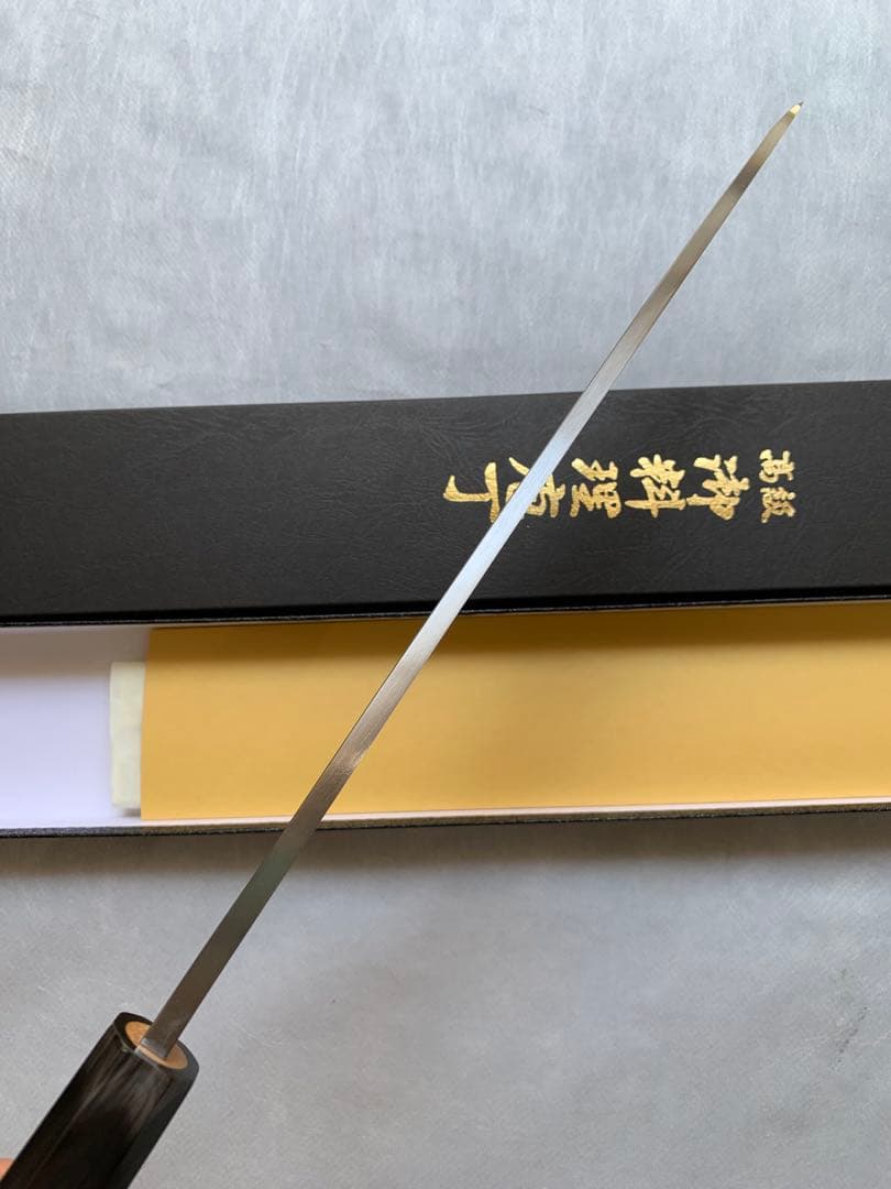 堺打刃物　左用　身卸 出刃 包丁　白鋼　尺　水牛八角柄