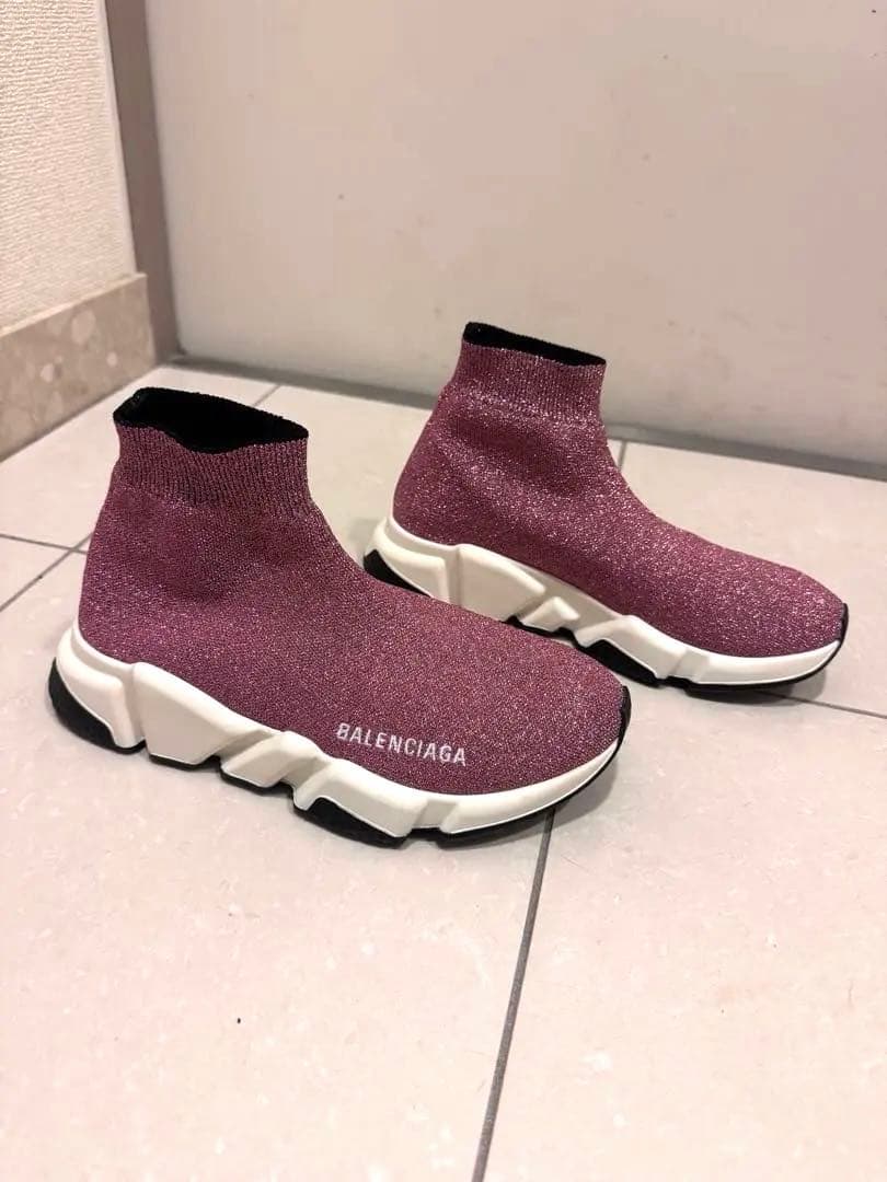希少色✨ピンクラメ　美品　BALENCIAGA スピードトレーナー
