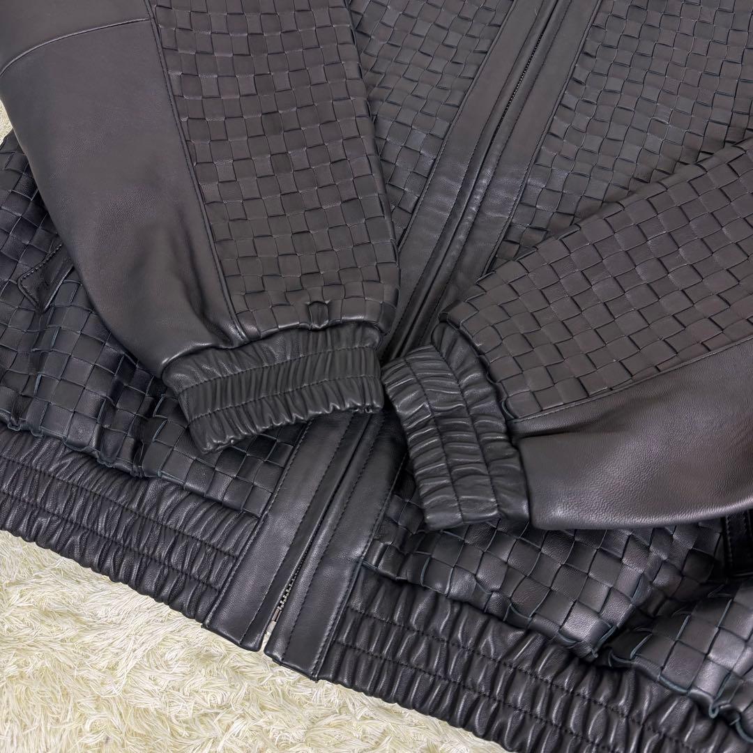 【L】 Supreme woven leather varsity jacket