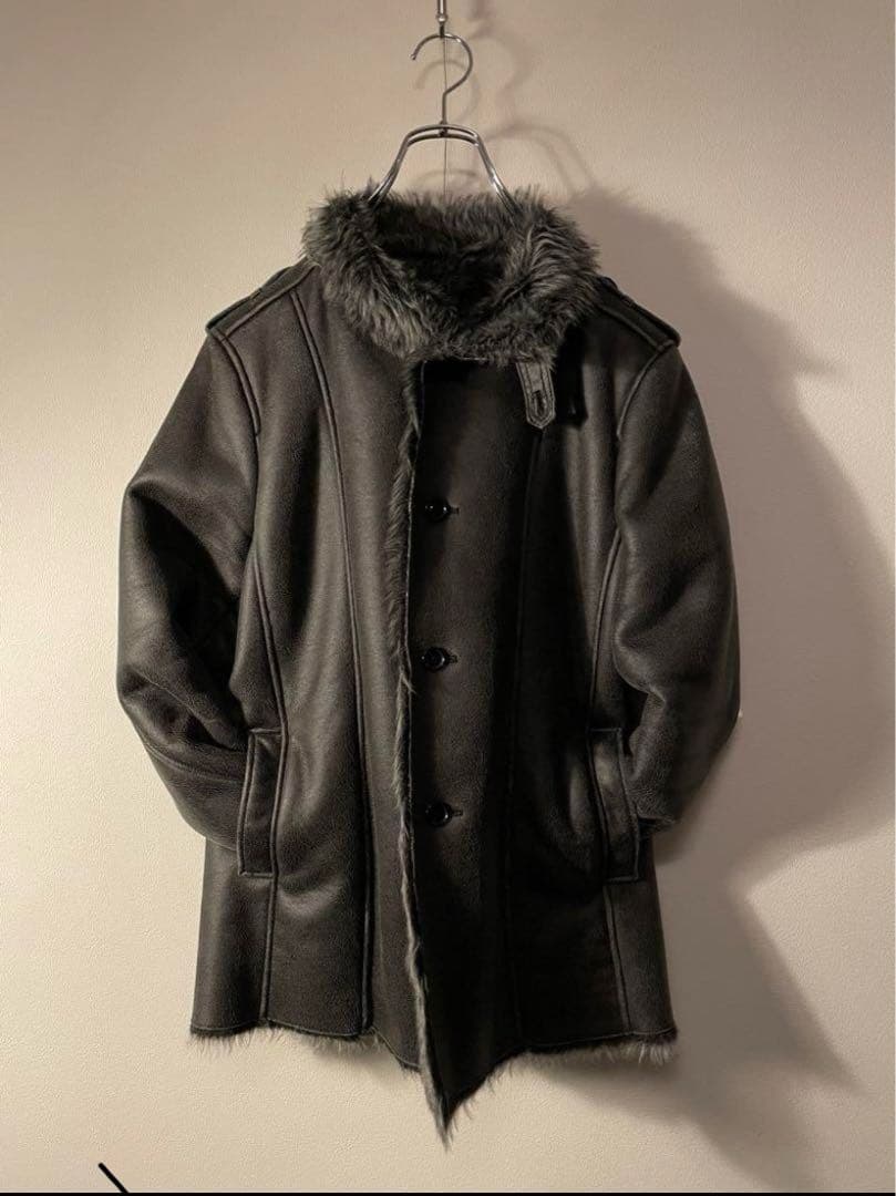 90's vintage ファー レザー ブルゾン ジャケット