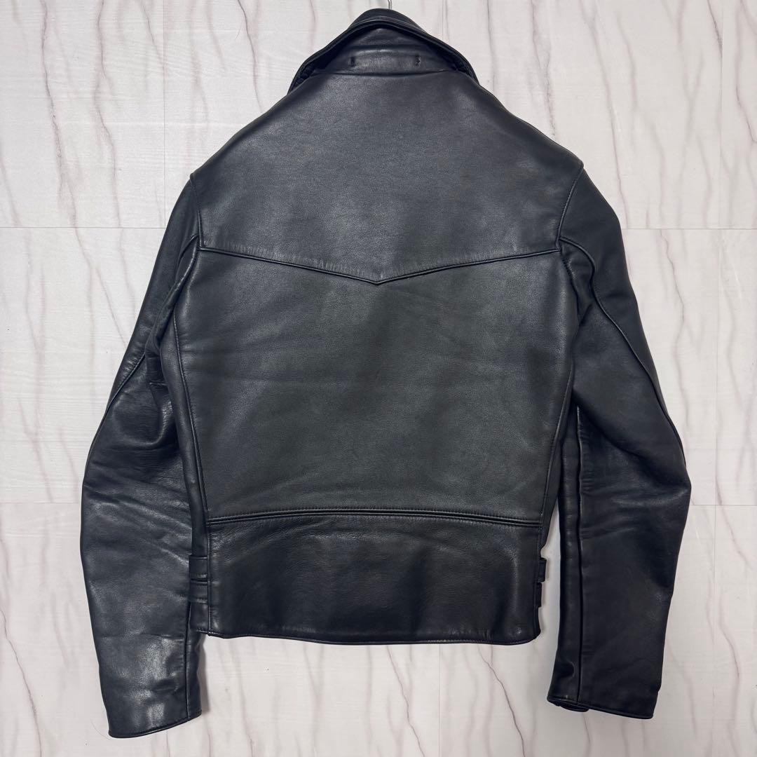 美品✨666 レザーダブルライダースジャケット ステアハイド ブラック 本革34