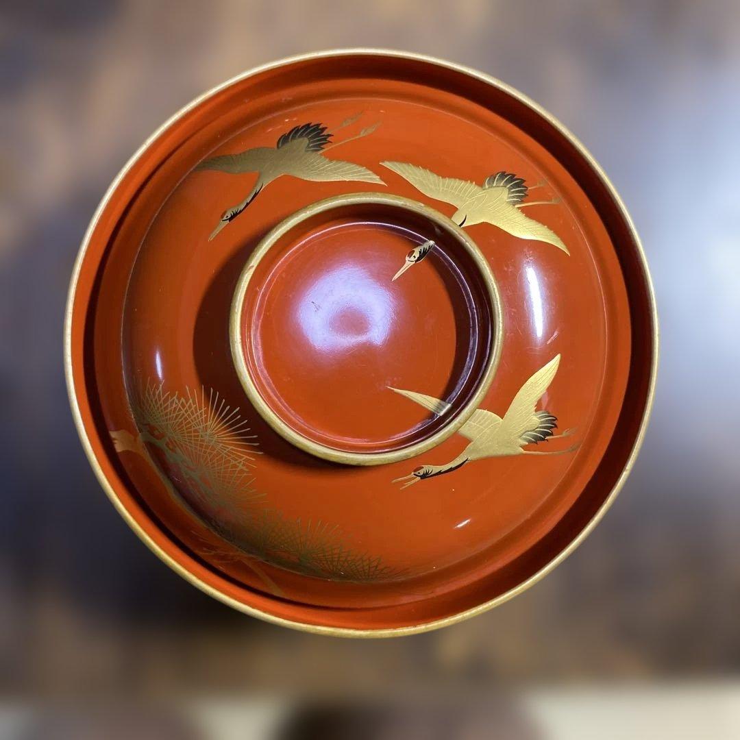 オレンジ色の金箔模様蓋つき煮物椀10個セット