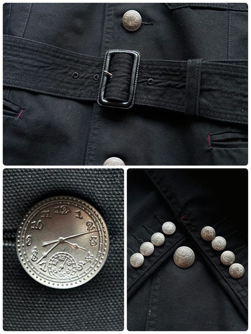 【極美品】ポールスミス トレンチコート ユニオンジャック 銀ボタン 腰ベルト 黒
