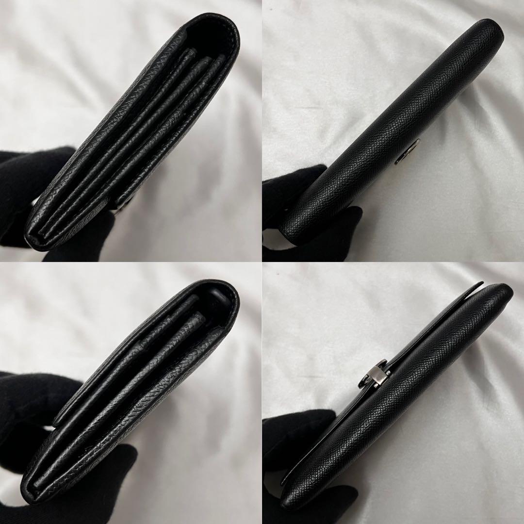 ◇極美品◇ブルガリ　ビーゼロワン　フラップ型長財布　ブラックレザー×シルバー金具