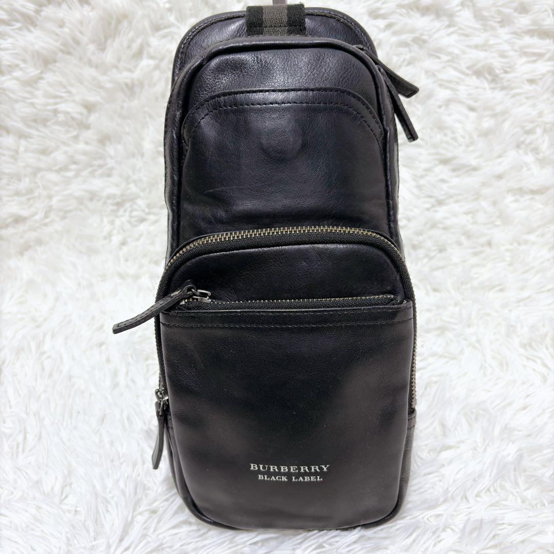 ✨美品✨バーバリー ボディバッグ ショルダーバッグ オールレザー 本革 ブラック