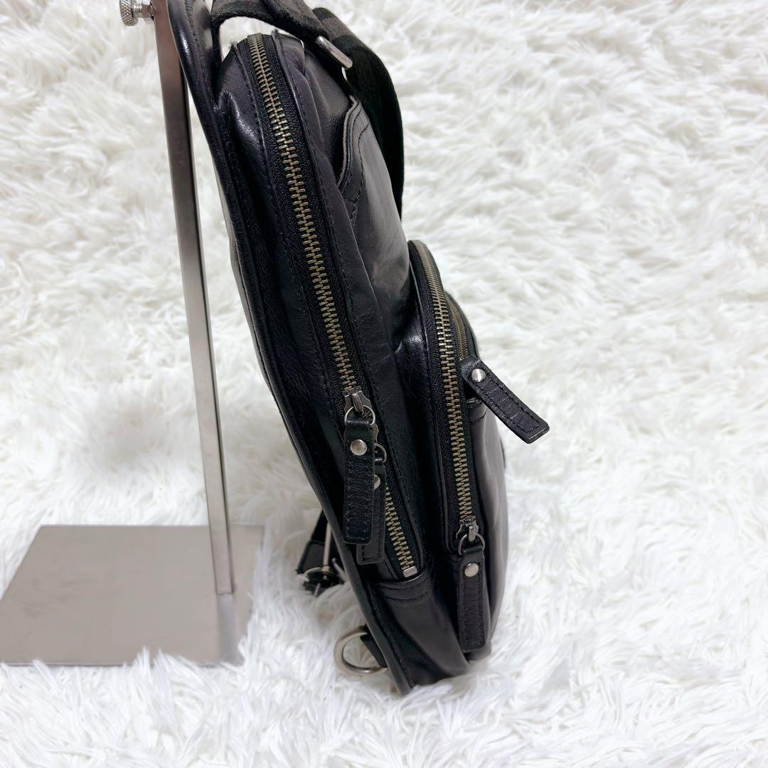 ✨美品✨バーバリー ボディバッグ ショルダーバッグ オールレザー 本革 ブラック