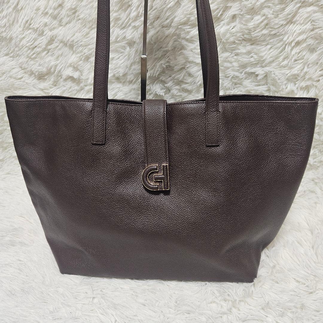 【美品　保存袋付】コールハーン　トートバッグ　現行　シボ革　シンプリー　大容量