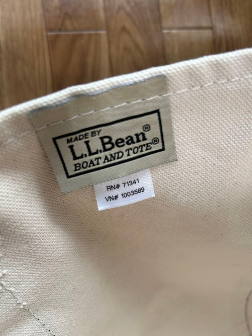 美品LLBean アイボリー ネイビー トートバッグ　 レバーハンドル　ラージ