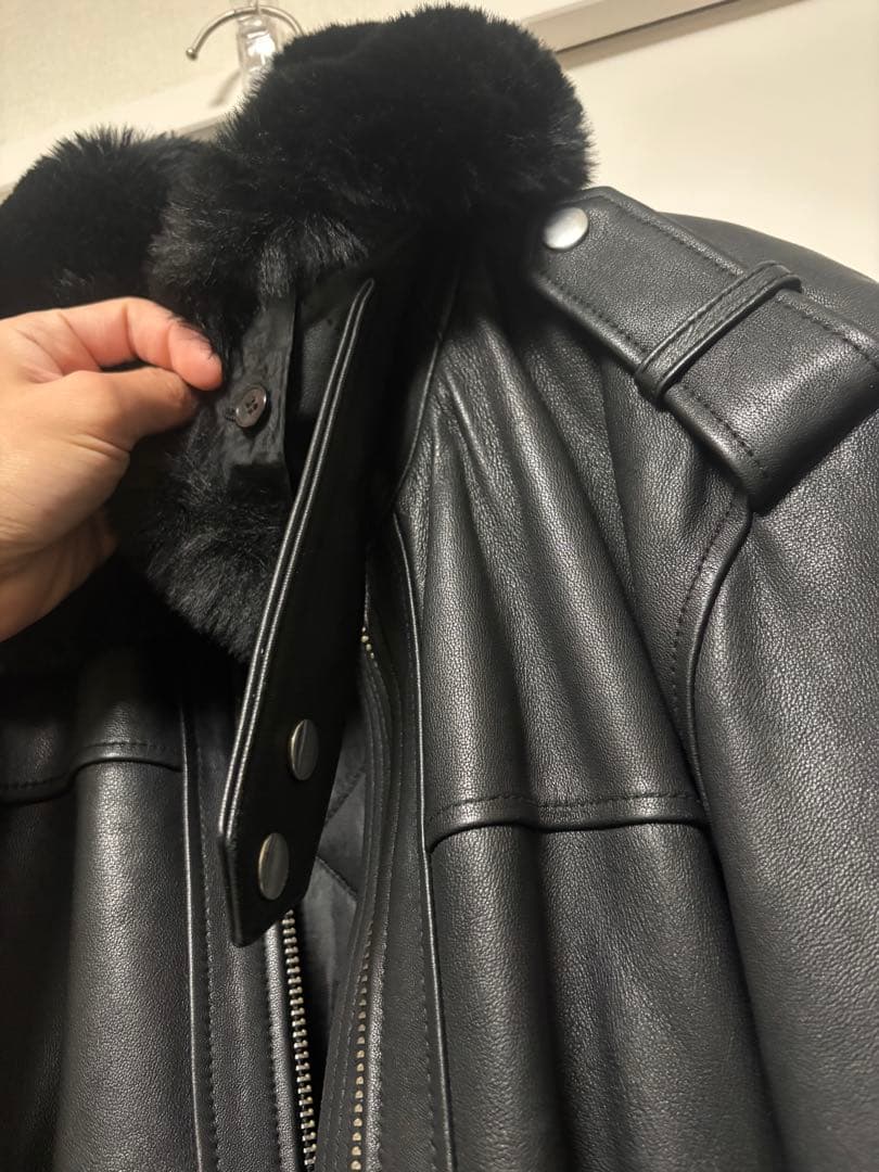 ディーゼル　2way ファー　シングル　羊革　ラムレザー　ライダースジャケット