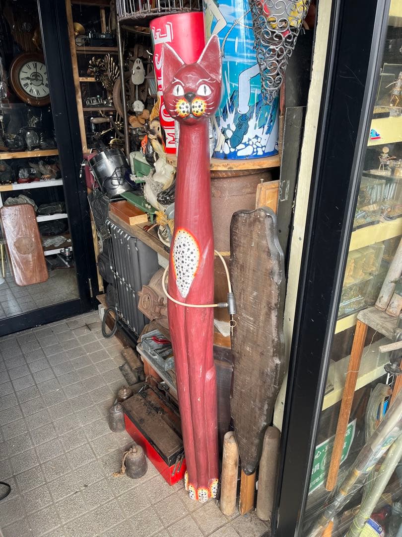 Rickです 木彫りのバリネコ 、149センチ、エスニック 、玄関 置物