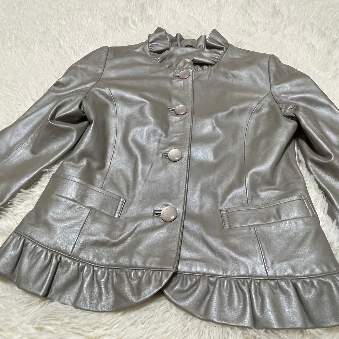 1001 希少デザイン BALMAIN レザージャケット アイボリー系 7号 S