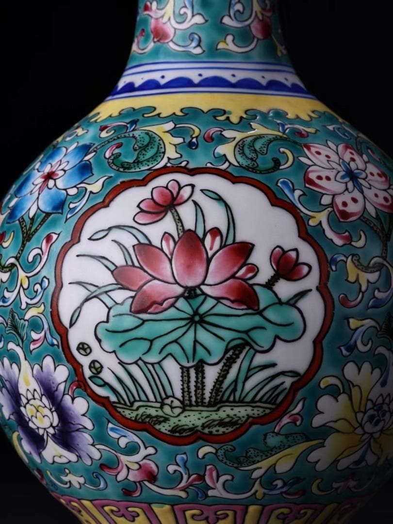 中国古美術・旧蔵珐琅彩瓷器花瓶・純手描き・茶道具・置物・観賞瓶・文房具·時代物