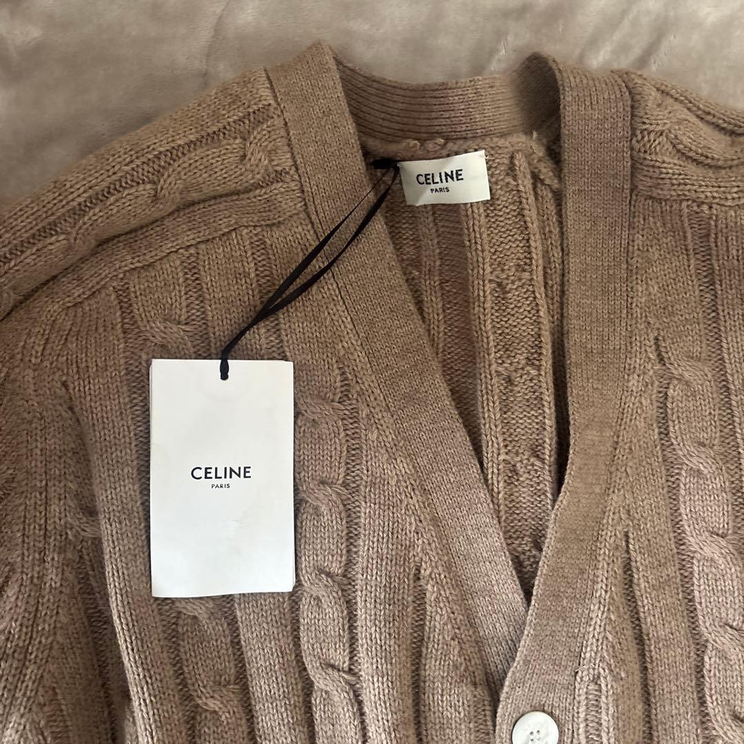 CELINE ケーブルニットカーディガン L ベージュ