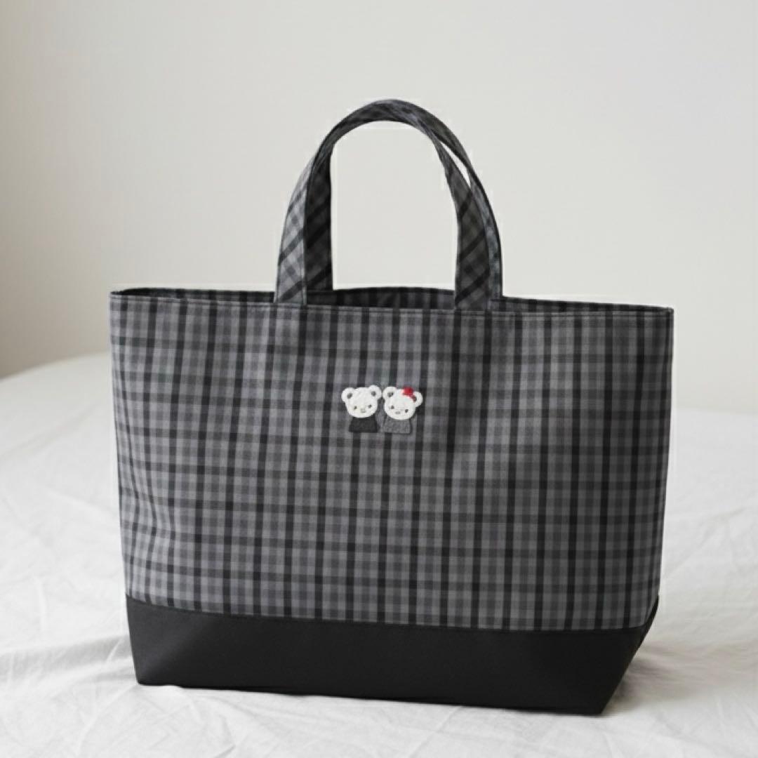 新品タグ付き　ファミリア　レッスン　バッグ　ファミリアチェック　黒　ギンガム