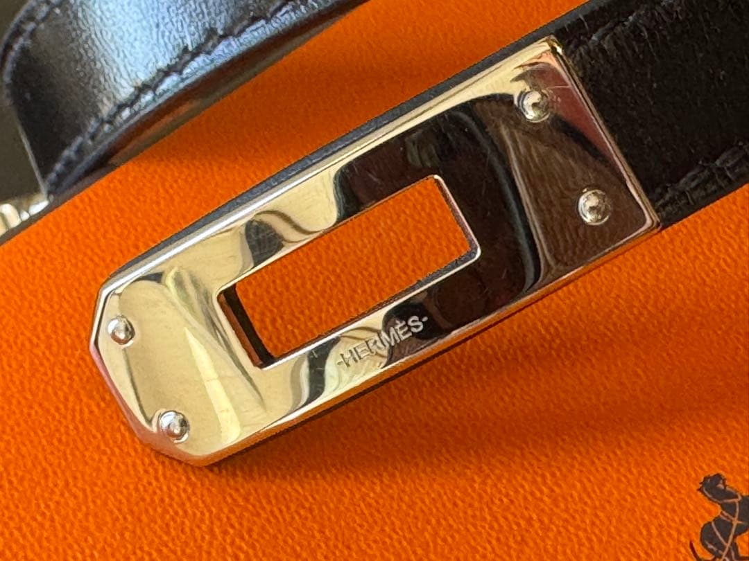 HERMES ブレスレット ケリー ドゥブルトゥール シルバー×ブラック T3