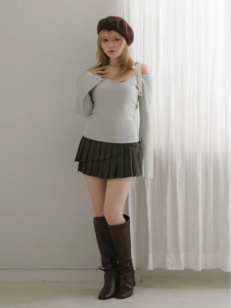 トップス andmary Marge cachecoeur knit light bue