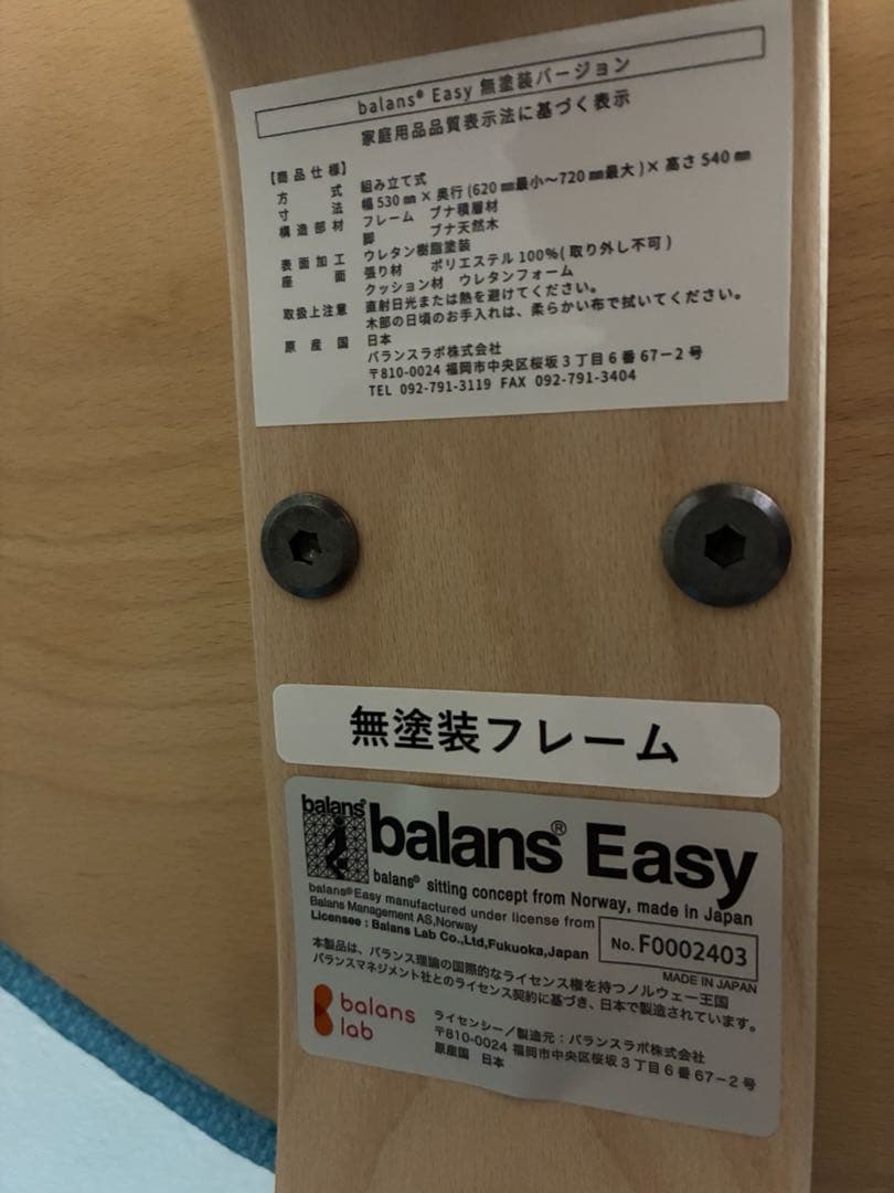 balans Easy バランスラボ ラクに姿勢を矯正できる椅子 水色