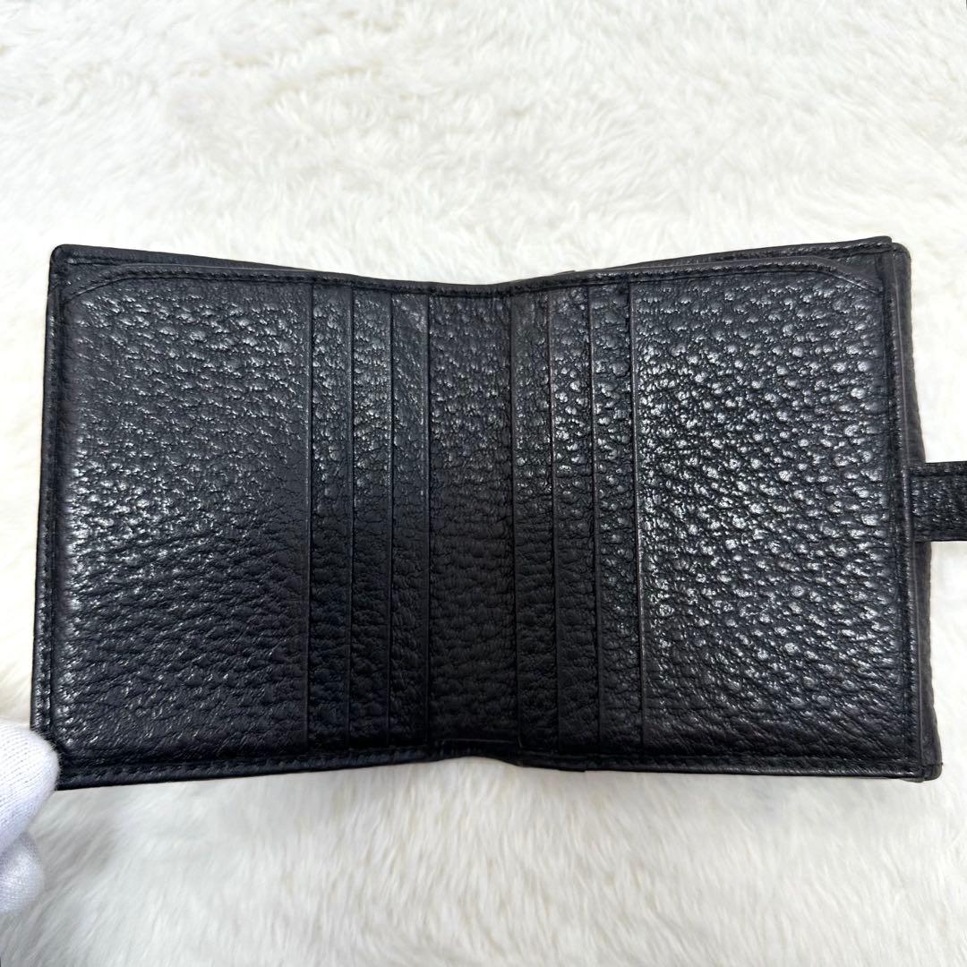 GUCCI グッチ 2つ折り財布 レザー ニュージャッキー シボ革 ゴールド金具