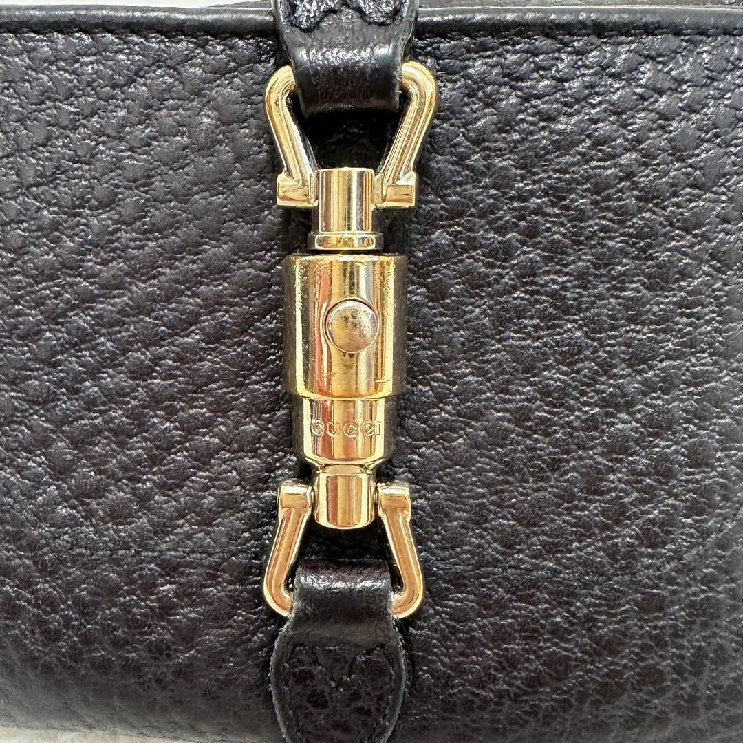 GUCCI グッチ 2つ折り財布 レザー ニュージャッキー シボ革 ゴールド金具