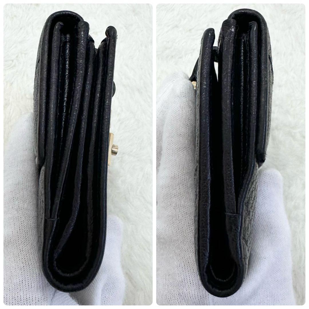 GUCCI グッチ 2つ折り財布 レザー ニュージャッキー シボ革 ゴールド金具