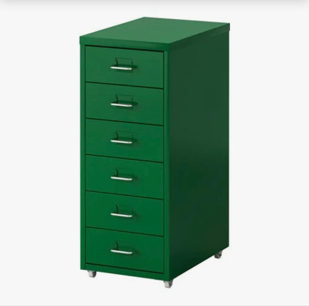 入手不可グリーンの新品! IKEA HELMER 6段キャビネット未使用未開封！