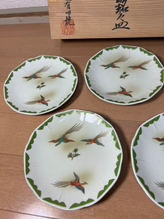 407 林九郎　金鶏文　皿　5客　未使用　有田焼