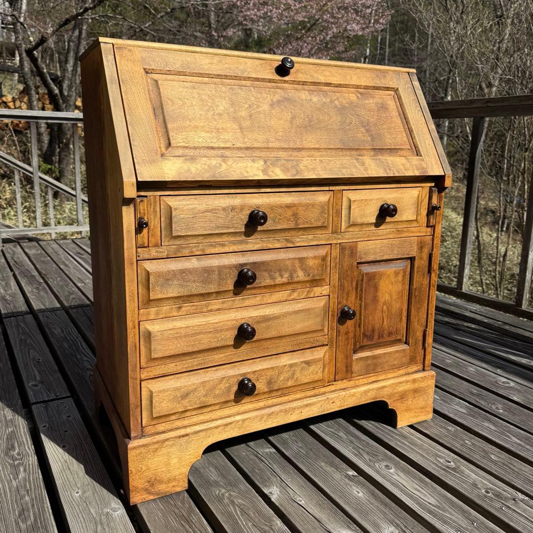 ♪北海道民藝家具♪ライティングビューロー♪総天然木♪塗装アレンジ品♪