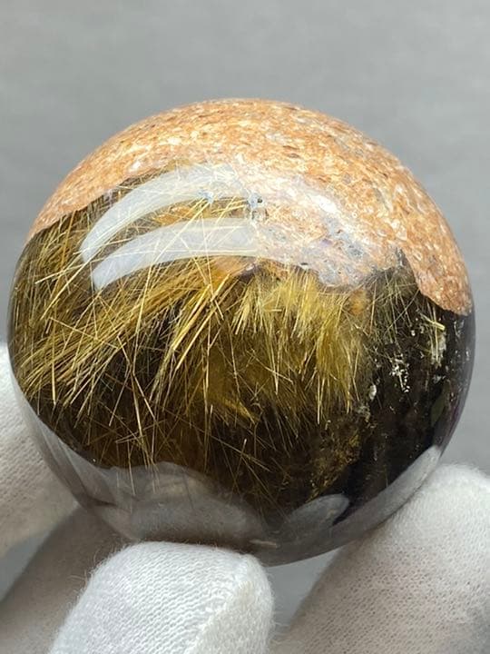 天然水晶球 極上珍品守護石★金針水晶❣️太陽発射ルチルクォーツ★金の花火★