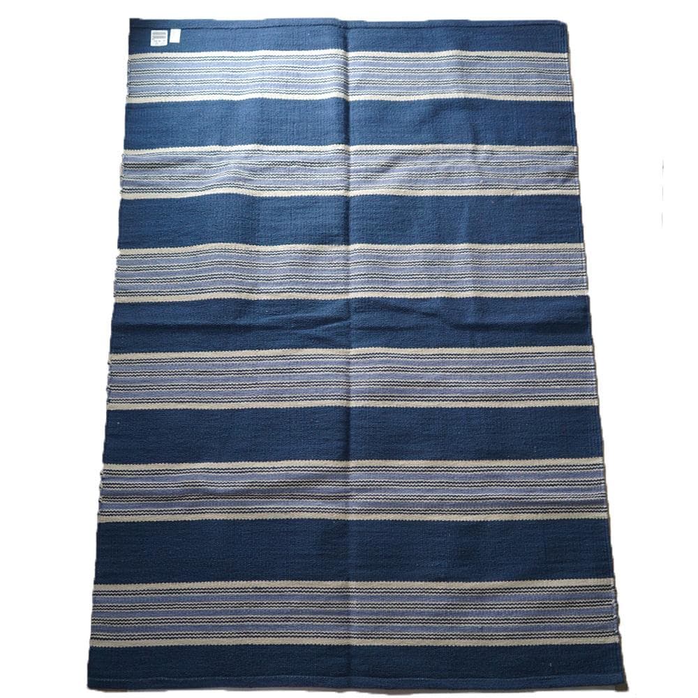 聖林公司　ラグマット + 玄関マット　インディゴストライプ ラグセット