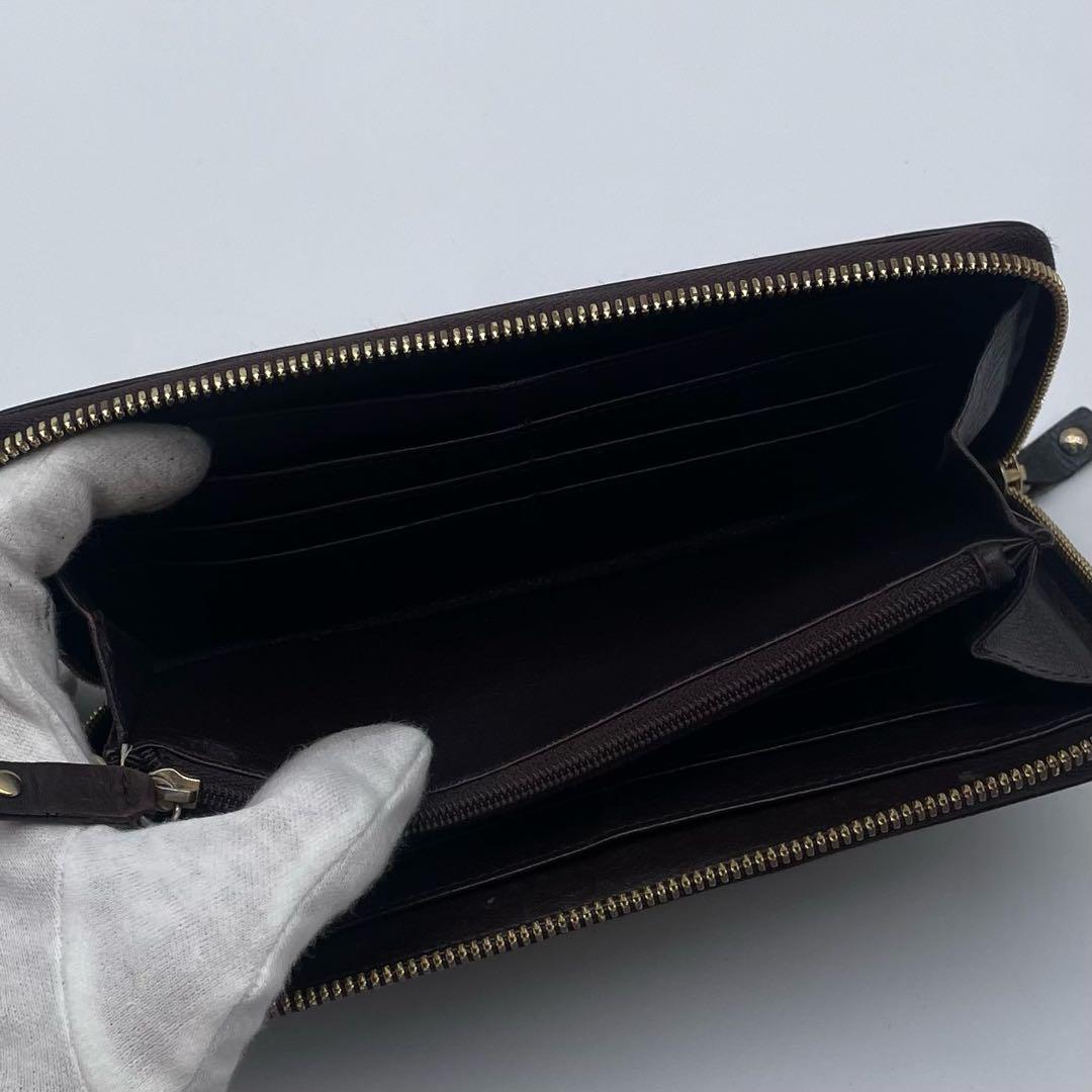 【極美品】LOEWE 長財布 レザー アナグラム 型押し ロゴ金具 ブラック