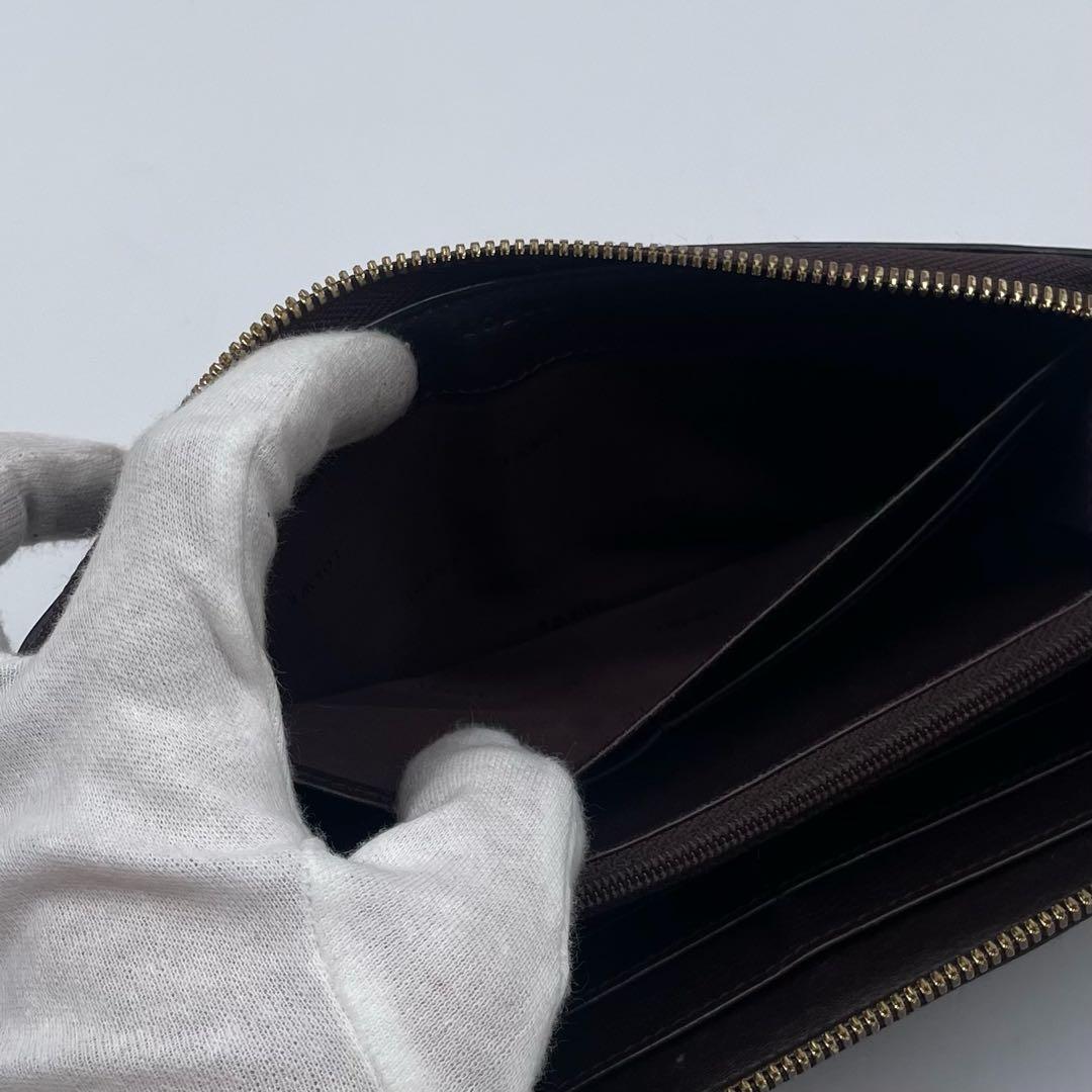 【極美品】LOEWE 長財布 レザー アナグラム 型押し ロゴ金具 ブラック