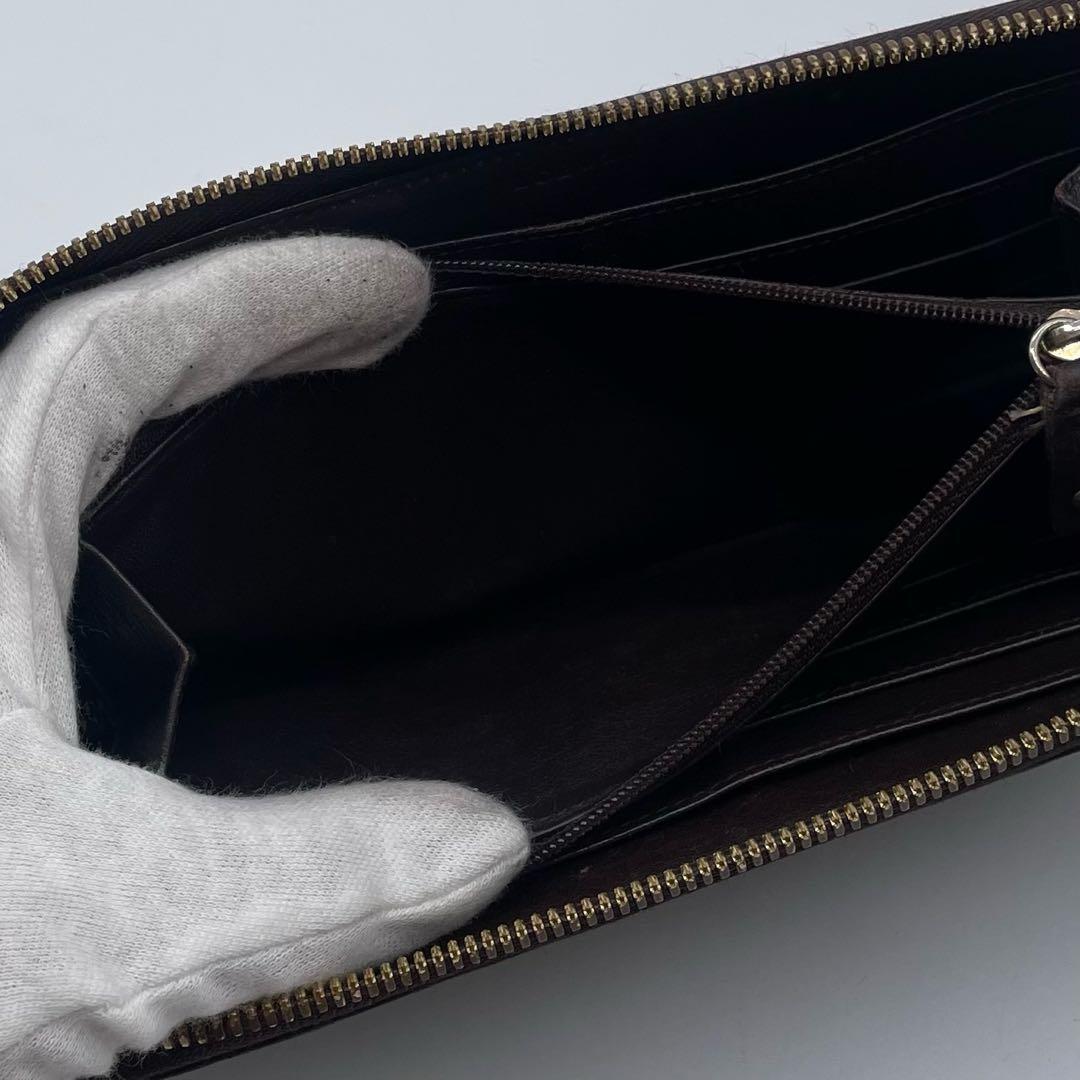 【極美品】LOEWE 長財布 レザー アナグラム 型押し ロゴ金具 ブラック
