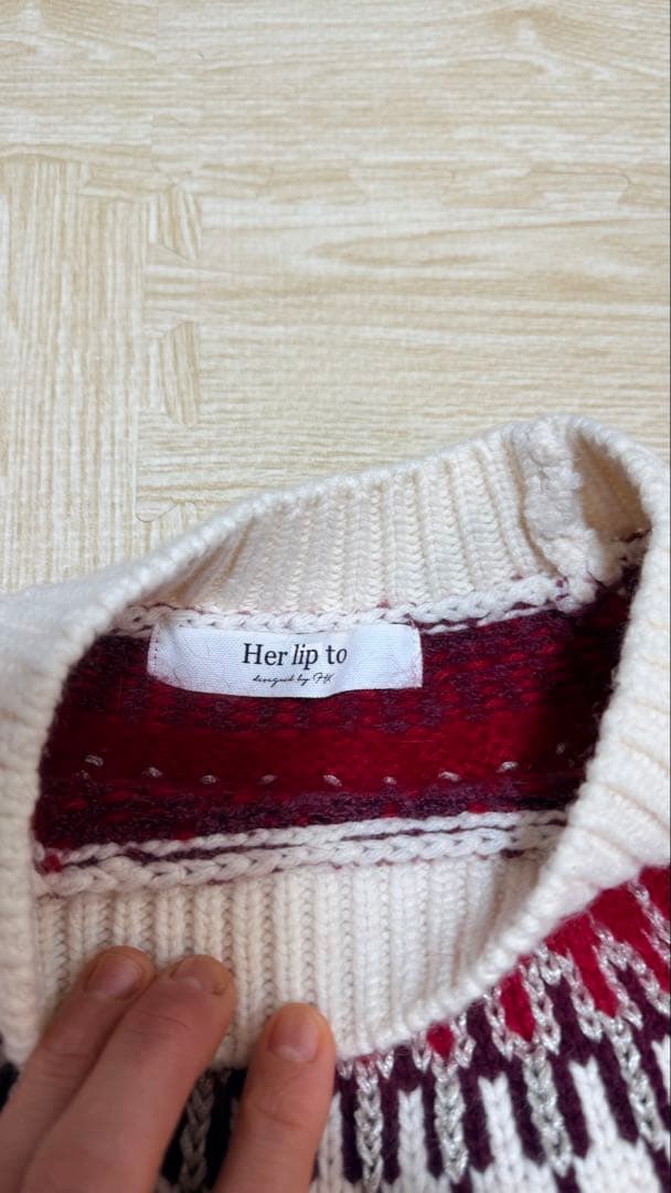 Her lip toHeart Fair Isle Knit Pullover赤