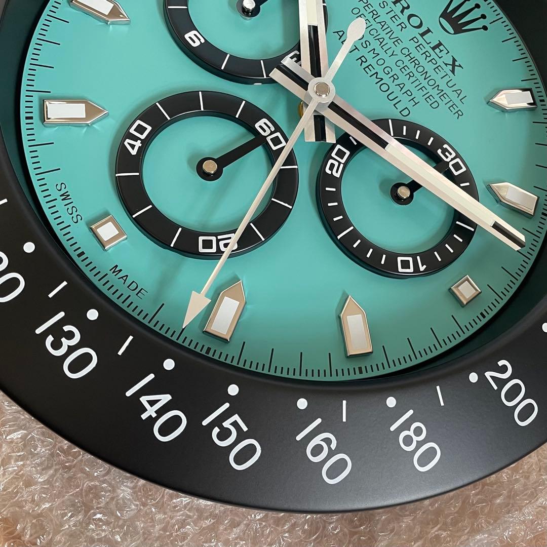 新品 海外販促品 ROLEX掛け時計 デイトナ 黒／ブルー！
