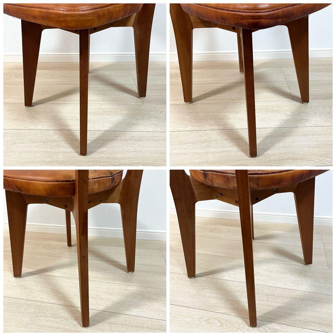 (と01)本革 無垢 ダイニングチェア 国産ヴィンテージ シャルドネ系 WULC